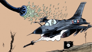 بودجه ی دولت آمریکا برای جنگ علیه داعش/کاریکاتور